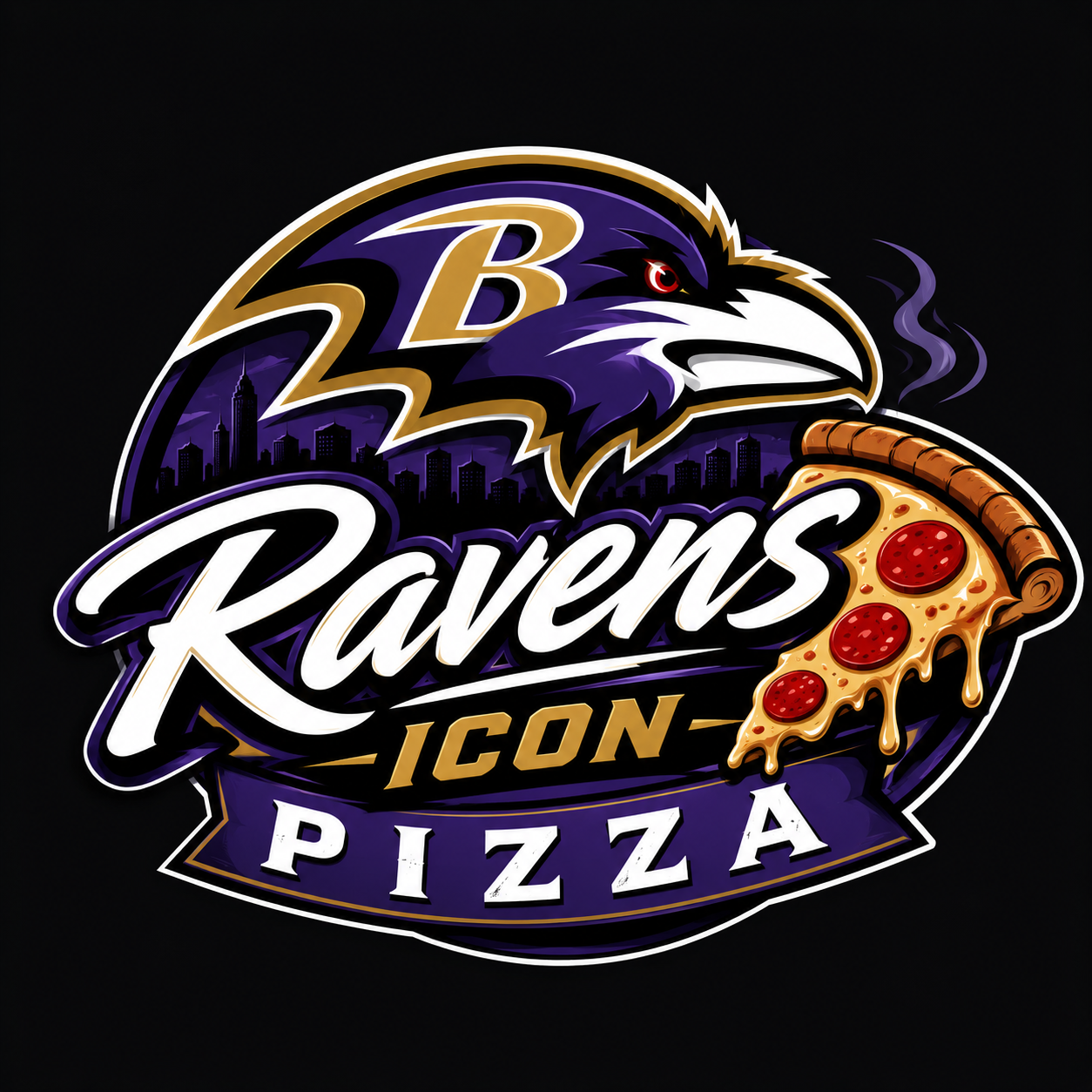 Ravens Icon Pizza Logo